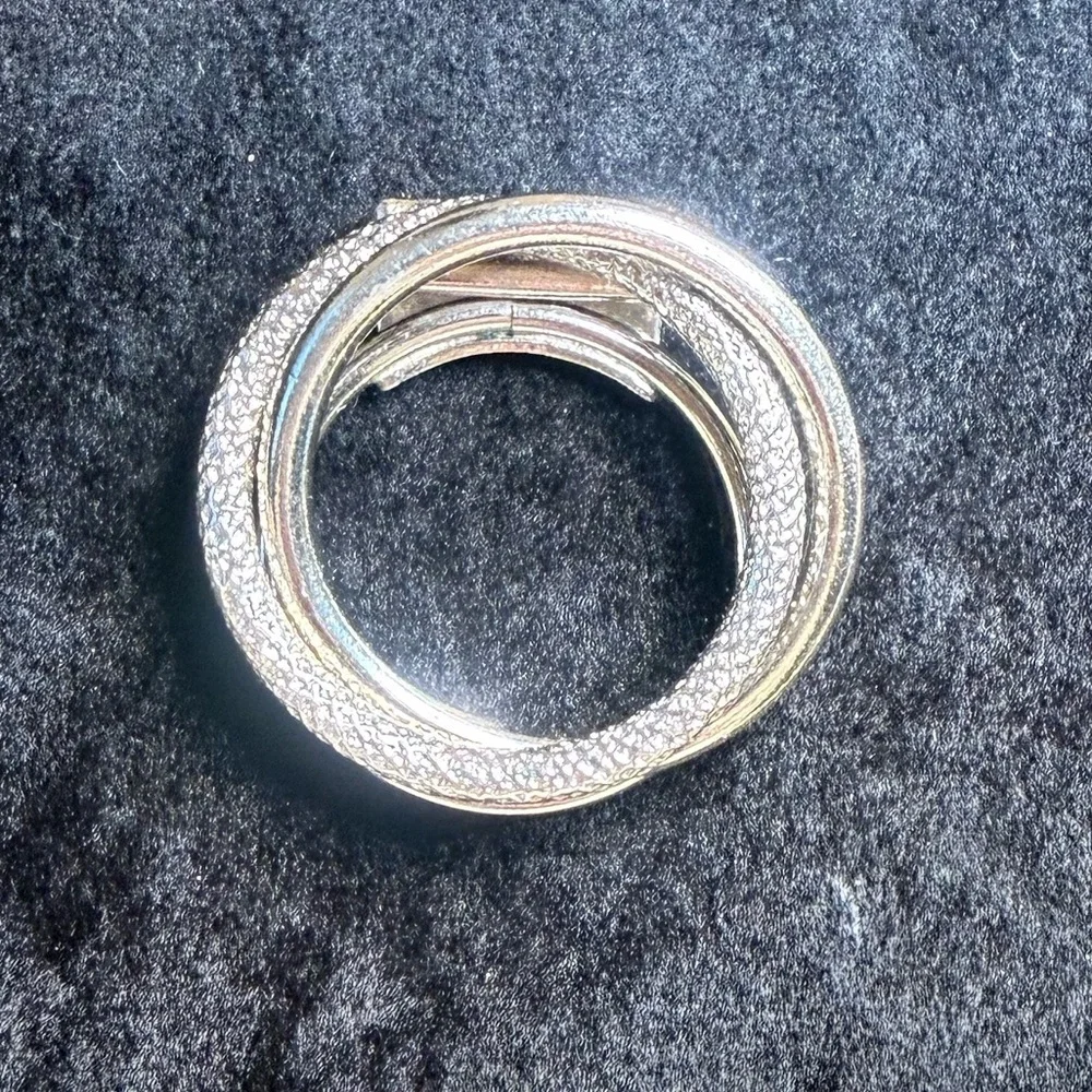 Vintage West Germany Gold Tone Scarf Clip Double Circle Textured